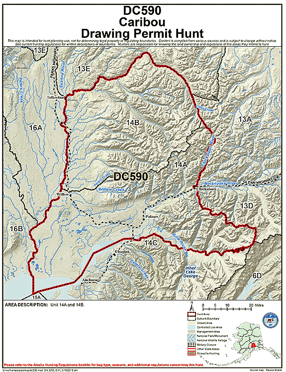 Map of caribou hunt number dc590