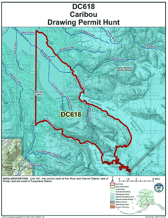 Map of caribou hunt number dc618