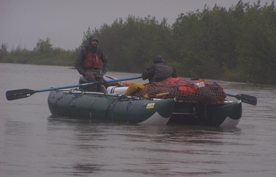 These rafters are experiencing some of Southwestern Alaska's rainy weather.