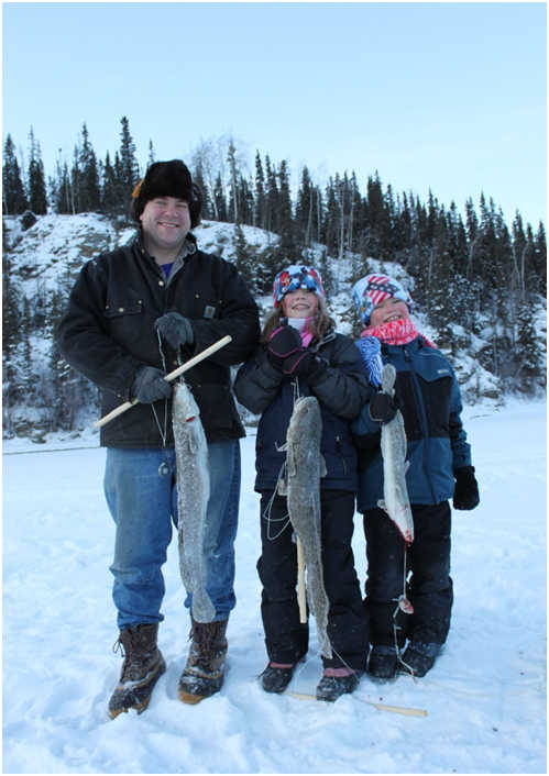 These happy anglers each caught a nice burbot on set-lines through the ice.