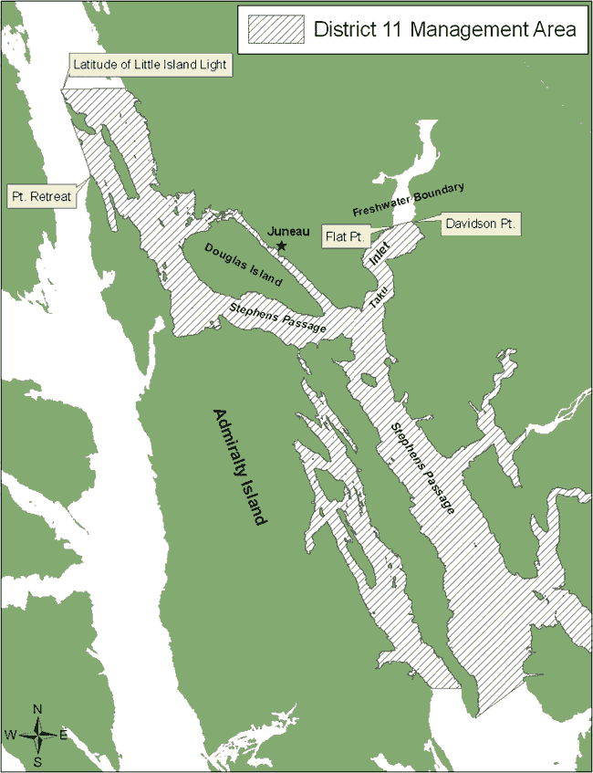 Map showing the salt waters of District 11 near Juneau