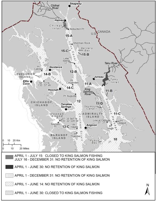 Juneau Area King Salmon Regulation Map