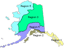 map of Alaska divided into regions