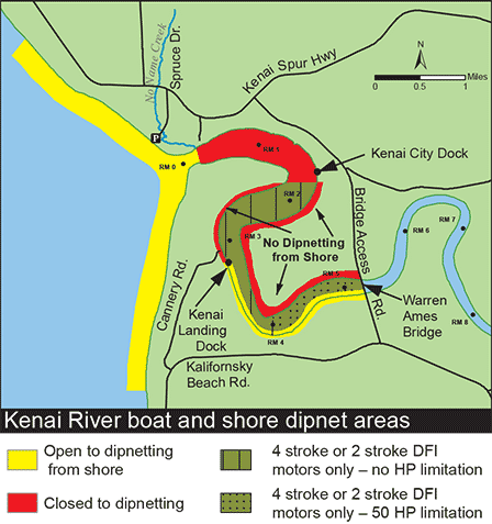Kenai River Boat and Shore Dipnet Areas map