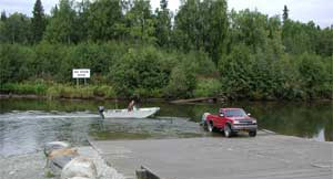 Launching a boat from a boat ramp