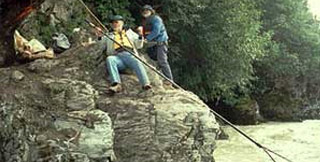 Fishing off a cliff