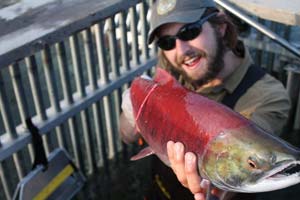 Photo of Kevin Bassett with sockeye