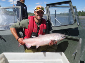 Photo of Aniak team identifying salmon