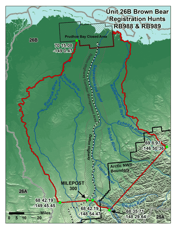 Map of Unit 26B Grizzly Bear Registration Hunts