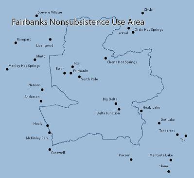 Map of Fairbanks Nonsubsistence Area
