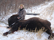 Photo of a successful Bison hunter.