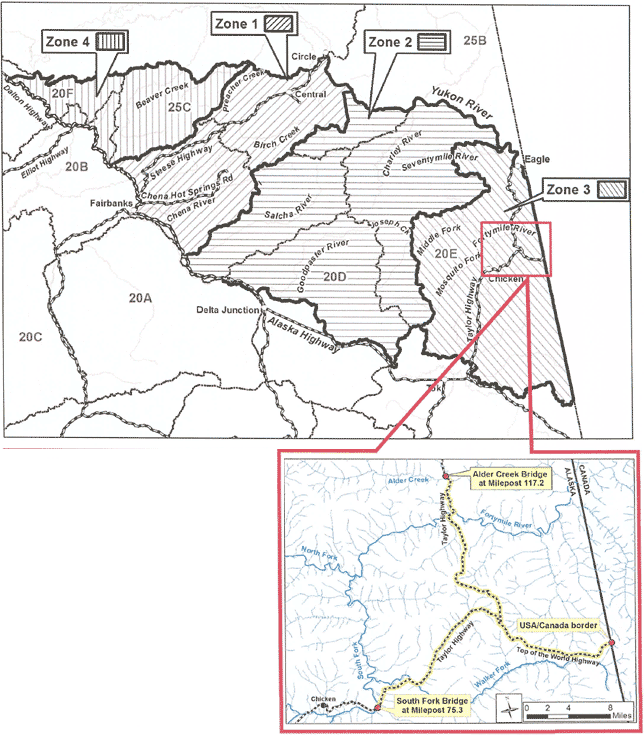 Fortymile caribou hunting zones map