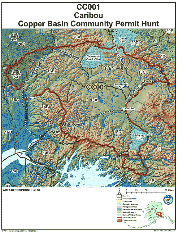 Map of caribou hunt number cc001