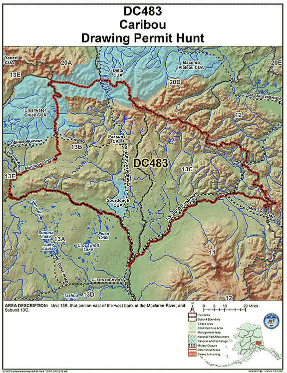 Map of caribou hunt number dc483