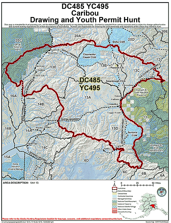 Map of caribou hunt number dc485