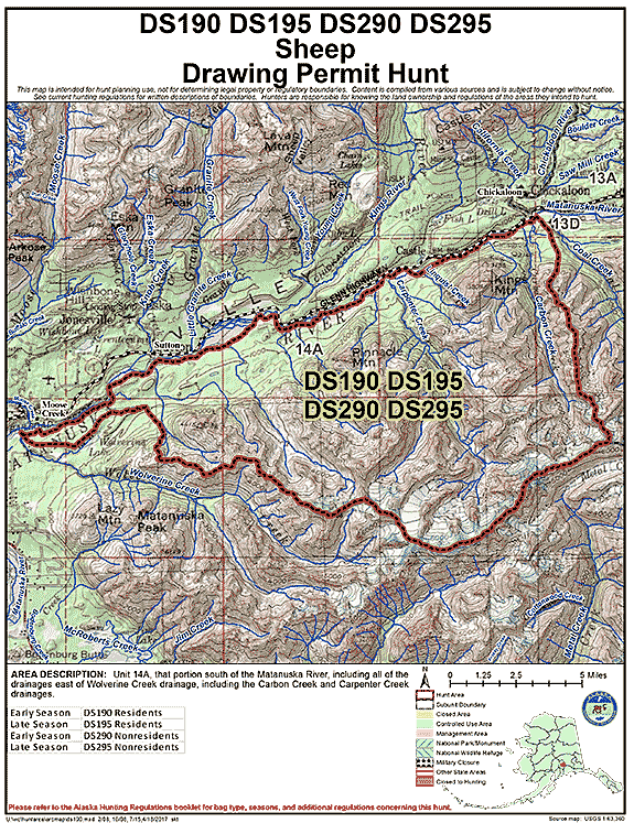 Map of sheep hunt number ds190