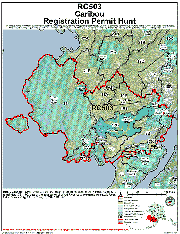 Map of caribou hunt number rc503