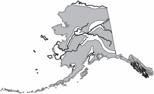 Range map of rock ptarmigan in Alaska