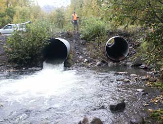 Eska Creek culvert before replacement.