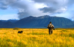 hunter and his dog at Palmer Hay Flats