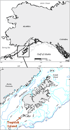 Map showing location of Tugidak Island