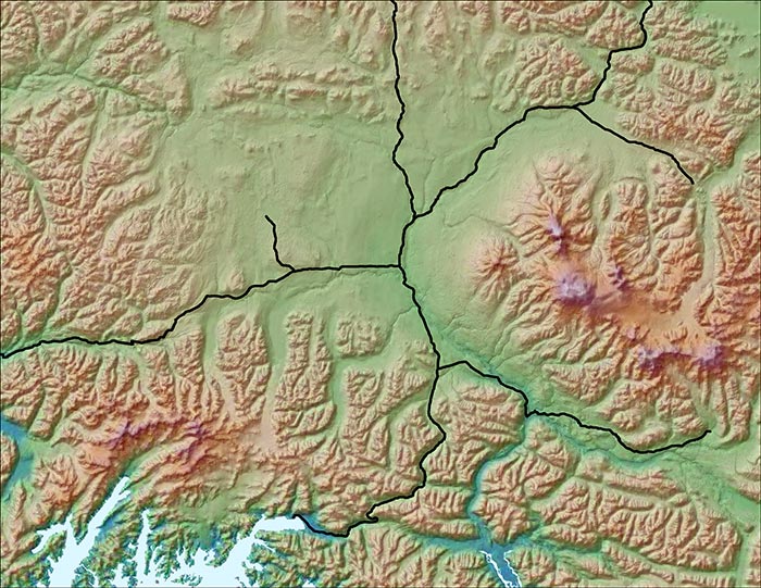 map of Wrangell St. Elias National Park and Glenn Highway