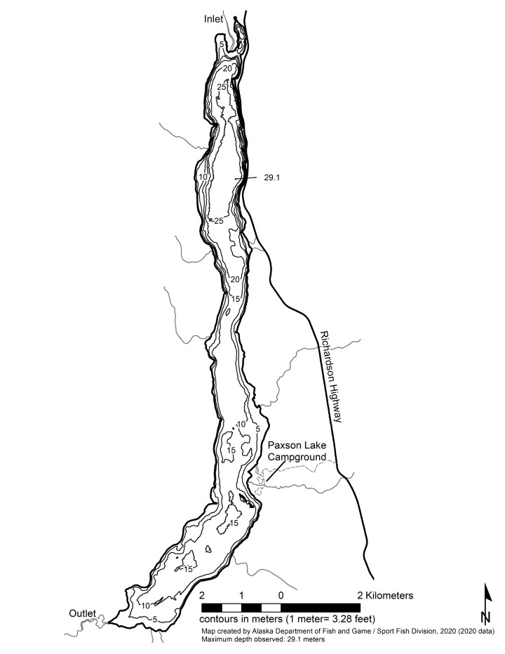 Bathymetric Map of Paxson Lake