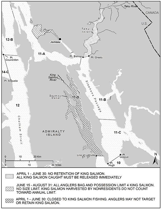 Sport Fishing Regulations for King Salmon in Saltwaters near Juneau