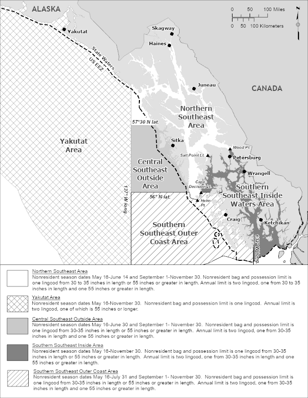 CORRECTED - Southeast Alaska 2026 Lingcod Sport Fishing Regulations for the Yakutat Area