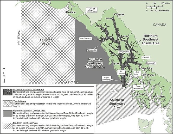 Southeast Alaska 2022 Lingcod Sport Fishing Regulations for the Haines and Skagway Area