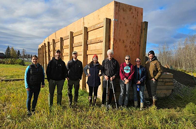 At the new mound and potential swallow colony  the plywood reinforcement will be removed to expose the vertical surface for swallows to burrow into  From left Eva Allaby ADFampGThreatened Endangered Diversity program Nate Lashomb ADFampGCreamerrsquos Field Migratory Waterfowl Refuge Robert Snowden Alaska Songbird Institute Lauren Puleo Friends of Creamer39s Field strongJerry Lipka with polesstrong Friends of Creamer39s Field Julie Hagelin ADFampGTED Tricia Blake Alaska Songbird Institute and Clint Cooper ADFampGCreamerrsquos Field Migratory Waterfowl Refuge