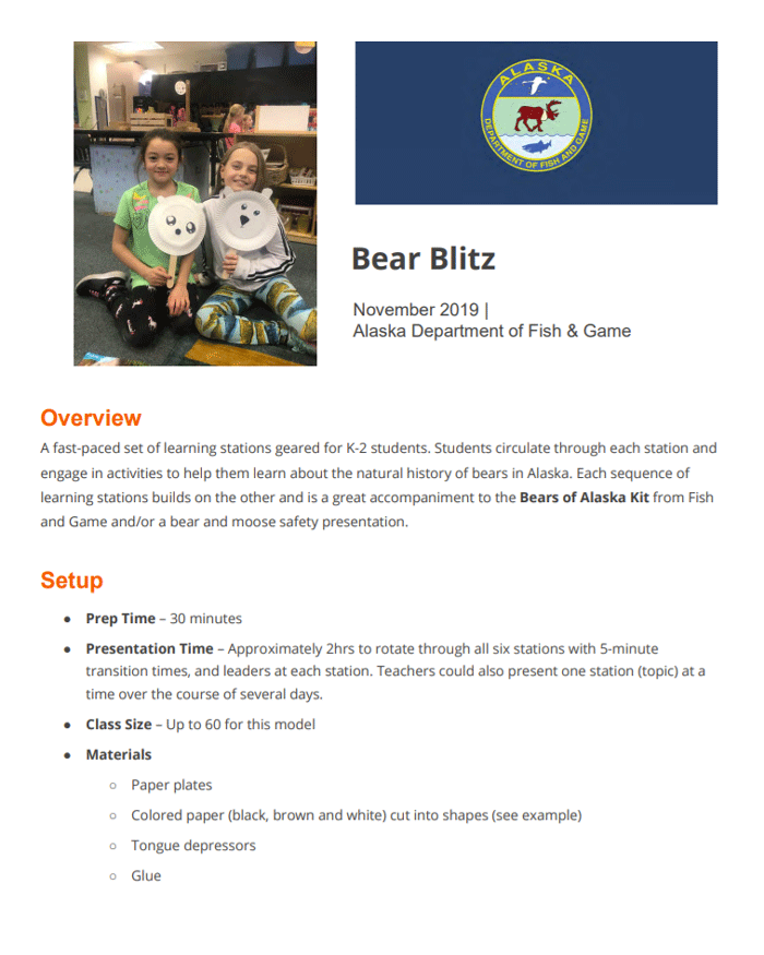 New Bear Blitz Activities