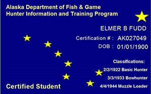 Hunter Education Program Sample Certification Card