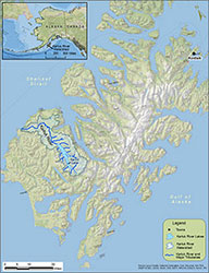 The Karluk River drainage near Kodiak, Alaska.