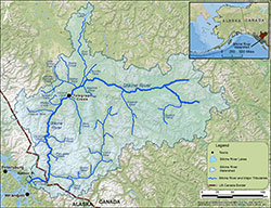 The Stikine River drainage of northwestern British Columbia and Southeast Alaska along with mark-recapture sampling locations.