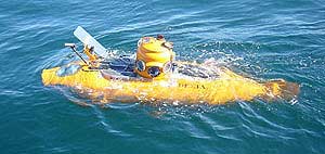 Yellow submersible in the water