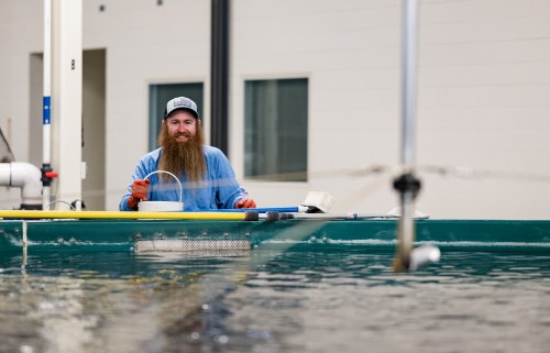 Staff cleaning tanks