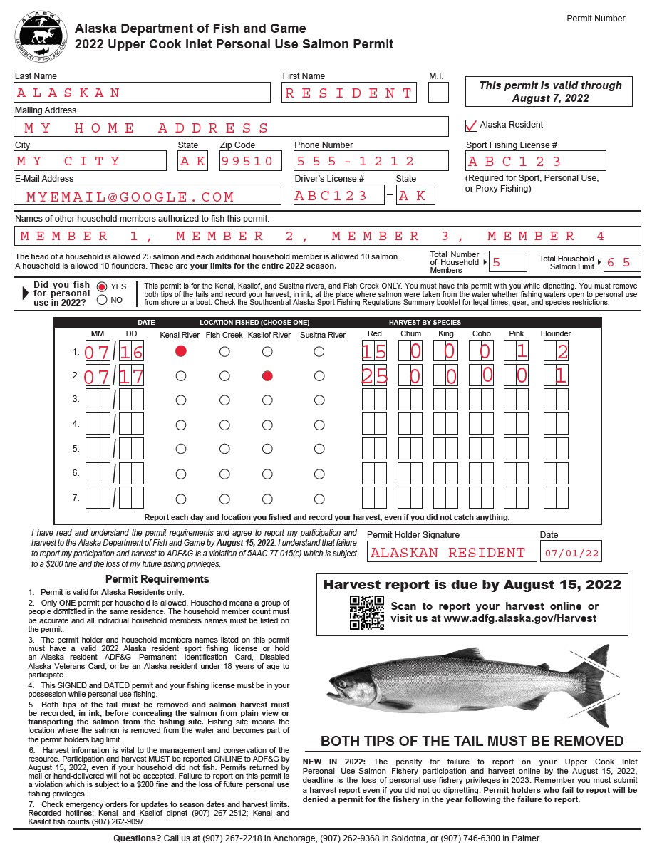 Regulations - Cook Inlet Personal Use Salmon Fishery, Alaska Department of  Fish and Game