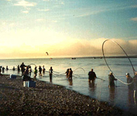 Subsistence fishing on the shore