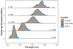 Graphs showing fish length by age