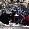 At the Anchor River sonar site we use a type of sonar technology known as DIDSON to detect fish. A single DIDSON transducer is deployed from the sonar site’s south bank
and submerged near the end of the partial weir.