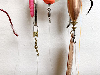 various fishing knots in use