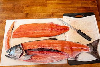 Filleted salmon