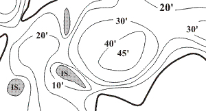 Bathymetric map of a lake