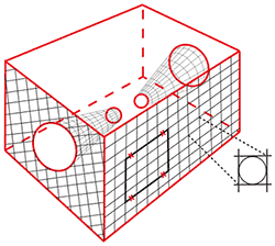 Rigid mesh pot illustration