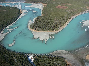 Arial view of the Kenai river.