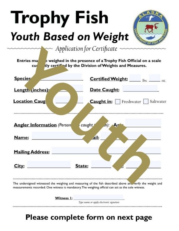 Preview of Youth Trophy Fish Affidavit Based on Weight