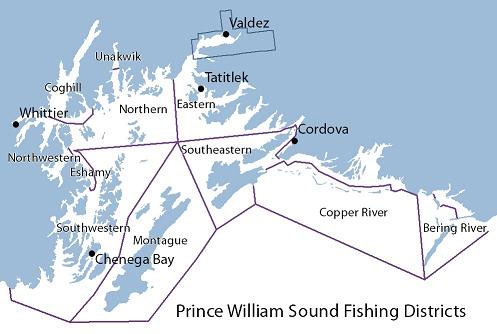 Prince William Sound fishing districts map