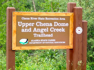Chena Dome Angel Creek Trailhead Sign
