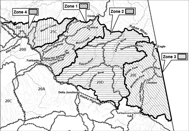 Fortymile caribou hunting zones map